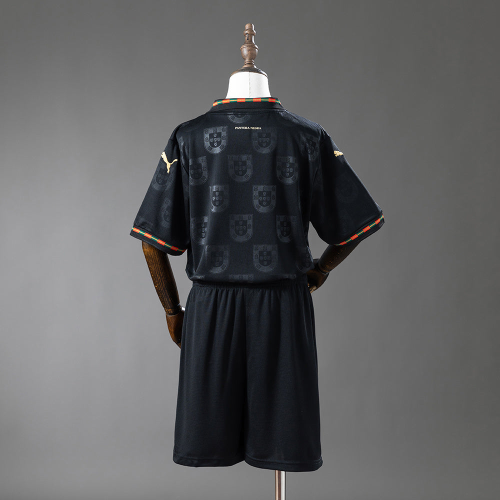 Portugal 2026 Black Kids Kit Jersey detail