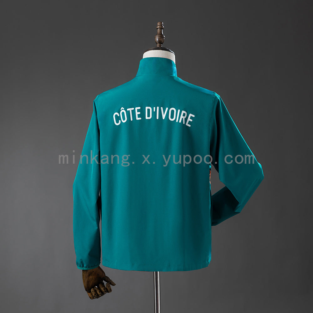 Ivory Coast 2026 Reversible Jacket Windbreaker - Green & Orange detail
