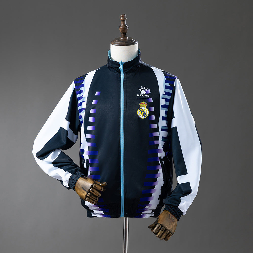 Real Madrid Reversible Jacket Windbreaker - Navy & Sky Blue detail