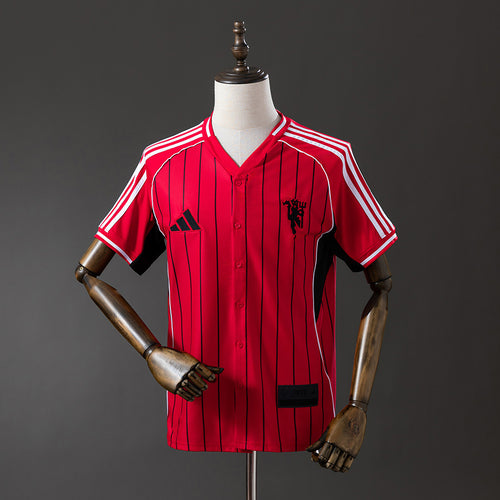 M-U  25-26 US Pack Full-Button Baseball Jersey Red detail