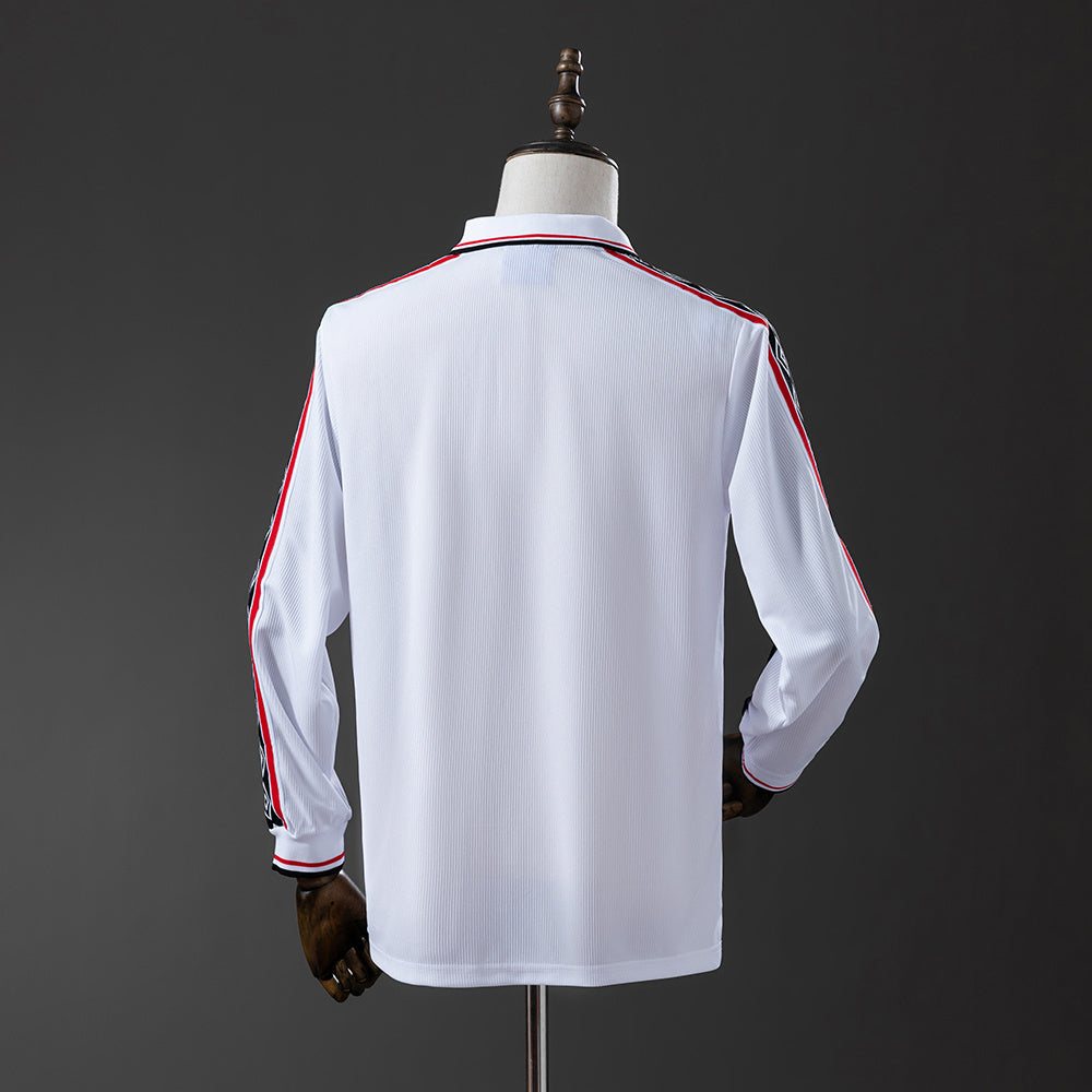 M-U 98-99 White Long Sleeve Retro Jersey