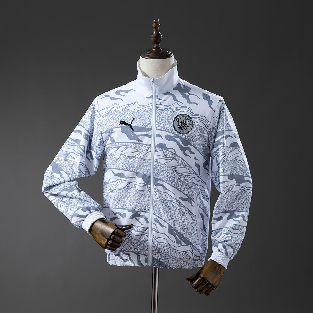 Manchester City Reversible Jacket Windbreaker - White & Mint Green detail
