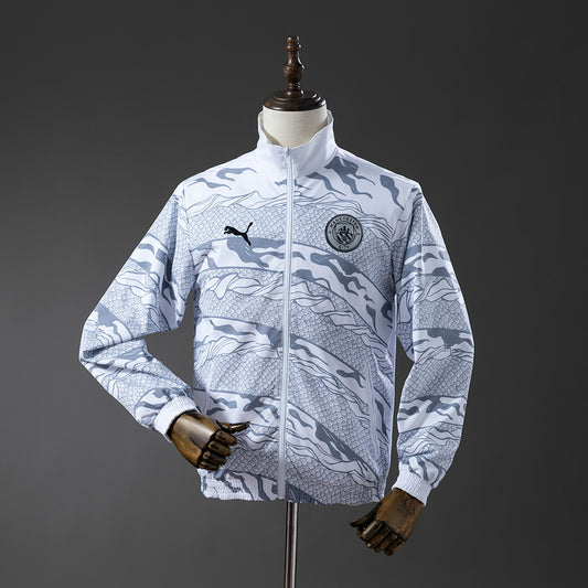 Manchester City Reversible Jacket Windbreaker - White & Mint Green detail