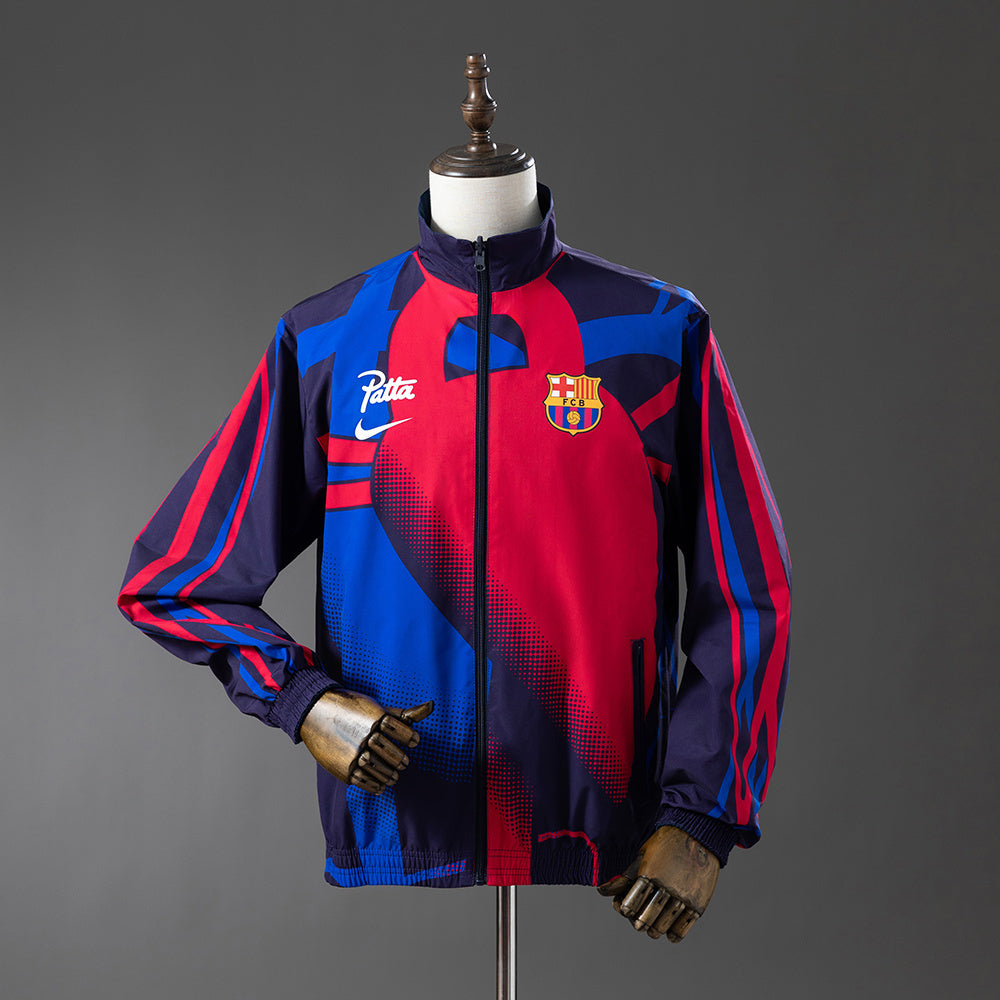 Barcelona Reversible Jacket Windbreaker - Red & Navy detail
