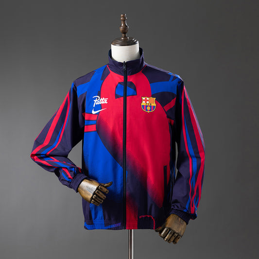 Barcelona Reversible Jacket Windbreaker - Red & Navy detail
