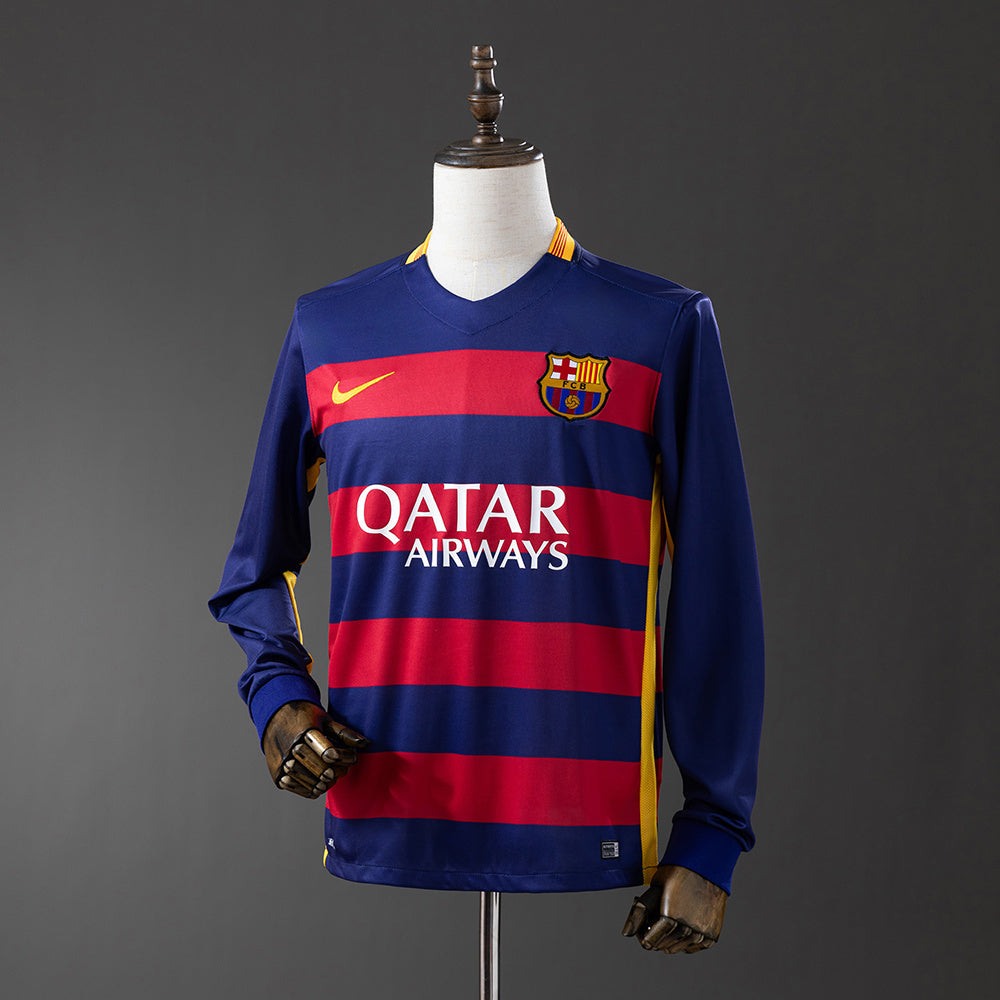 Barcelona 2015-16 Home Long Sleeve Retro Jersey detail