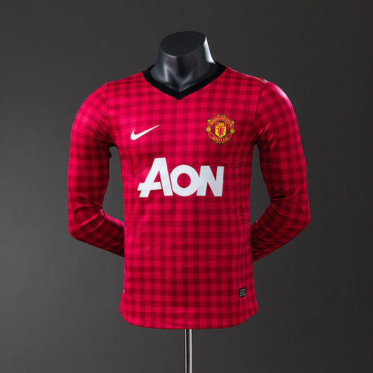 M-U 12-13 Home Long Sleeve Player Version Retro Jersey detail