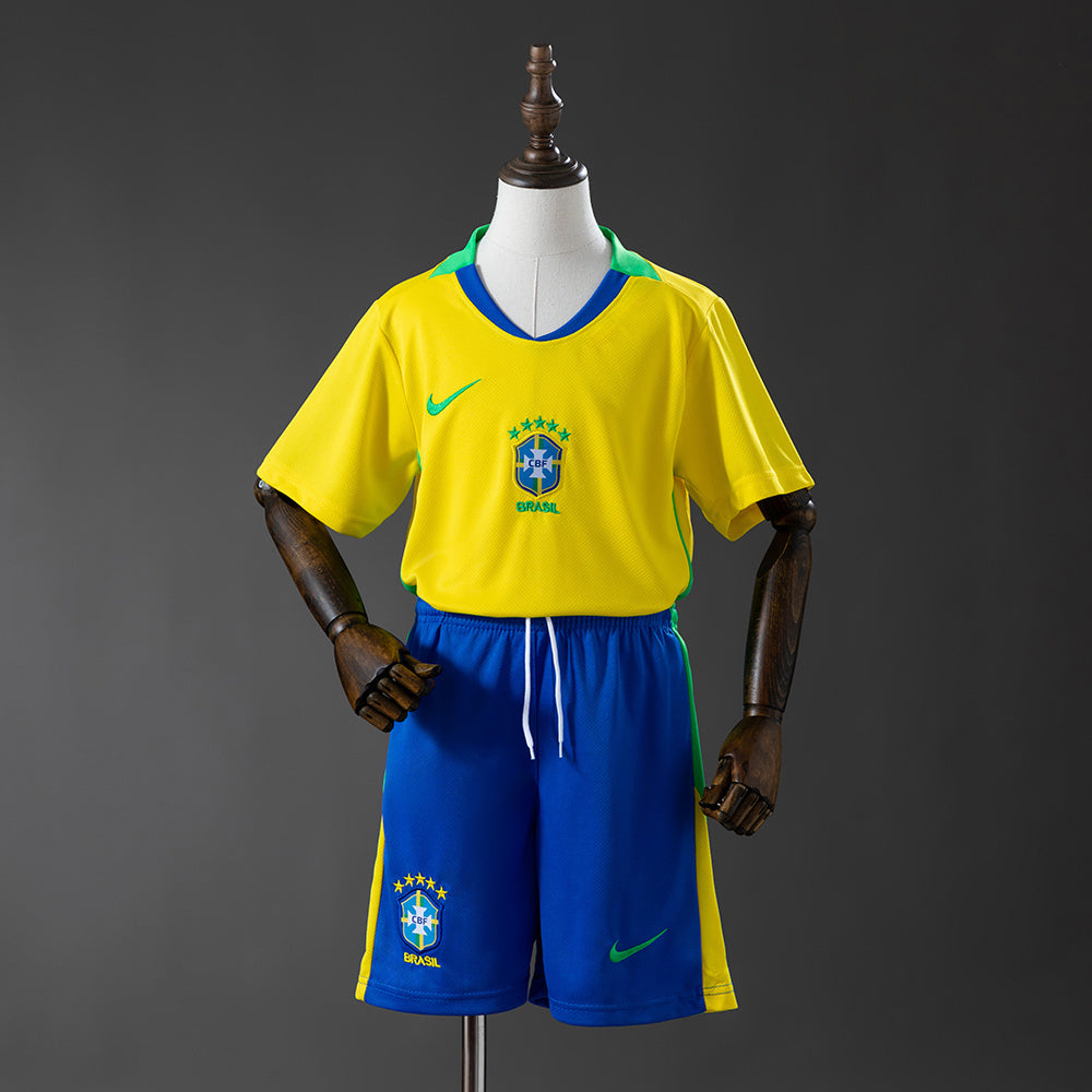 Brazil 2025 Home Kids Kit Jersey detail