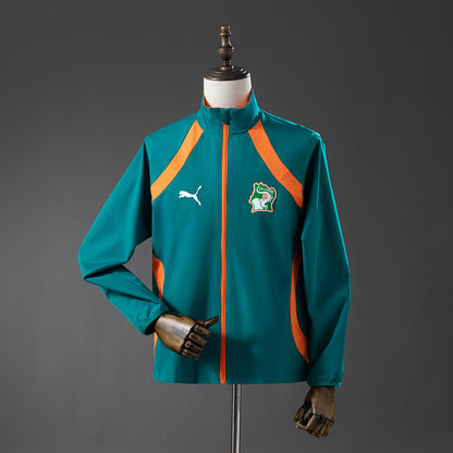 Ivory Coast 2026 Reversible Jacket Windbreaker - Green & Orange detail