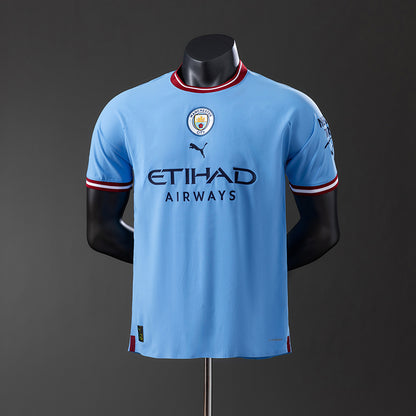 Manchester City 22-23 Home Player Version Retro Jersey detail