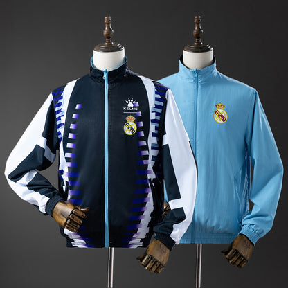 Real Madrid Reversible Jacket Windbreaker - Navy & Sky Blue detail