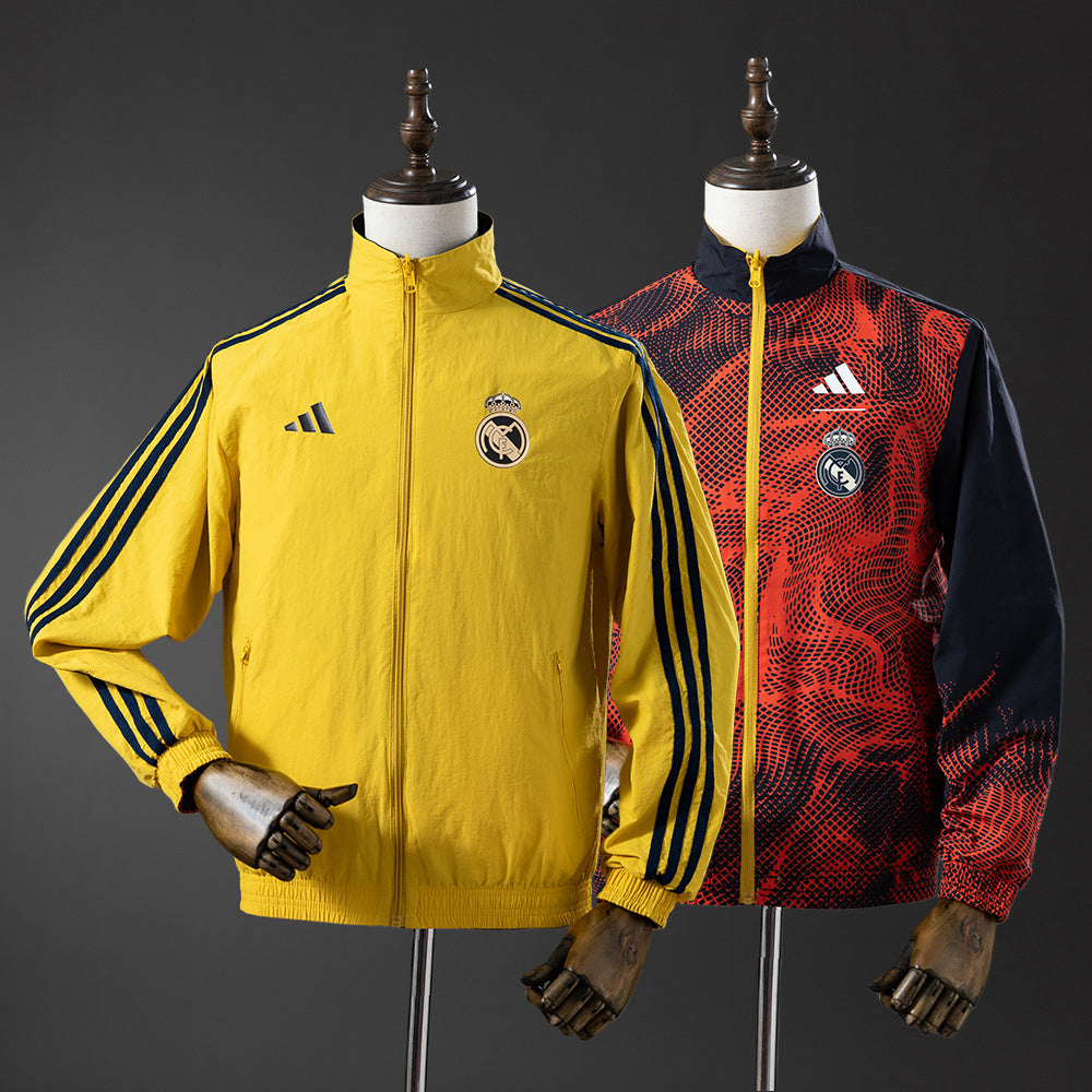 Real Madrid Reversible Jacket Windbreaker - Yellow & Red detail
