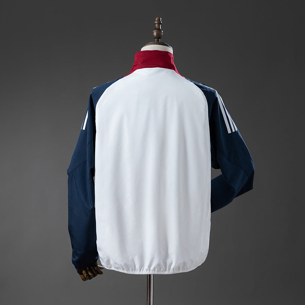 M-U Windbreaker - White & Navy Blue detail
