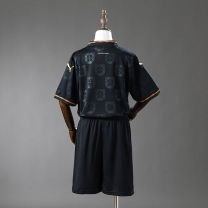 Portugal 2026 Black Kids Kit Jersey detail