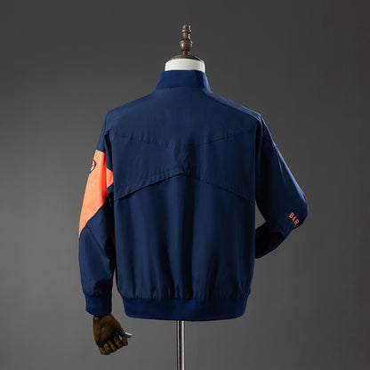 Barcelona Windbreaker - Navy Blue & Orange