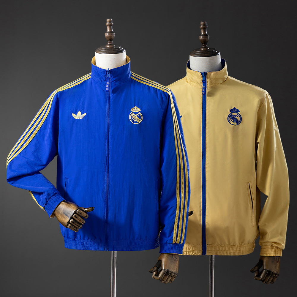 Real Madrid Reversible Jacket Windbreaker - Blue & Yellow detail