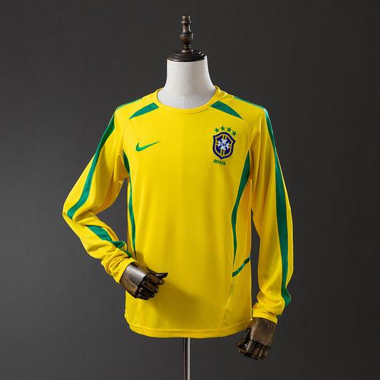 Brazil 2002 Home Long Sleeve Retro Jersey detail