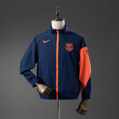 Barcelona Windbreaker - Navy Blue & Orange detail