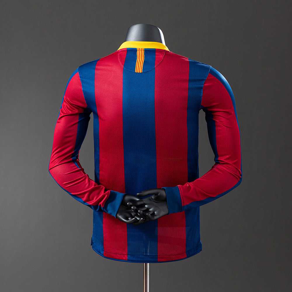 Barcelona 10-11 Home Long Sleeve Player Version Retro Jersey
