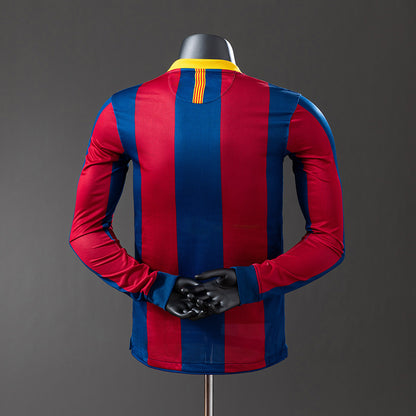 Barcelona 10-11 Home Long Sleeve Player Version Retro Jersey