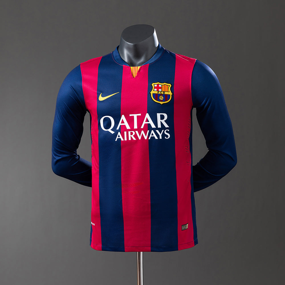 Barcelona 14-15 Home Long Sleeve Player Version Retro Jersey detail