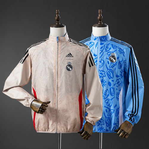 Real Madrid Reversible Jacket Windbreaker - Beige & Blue detail
