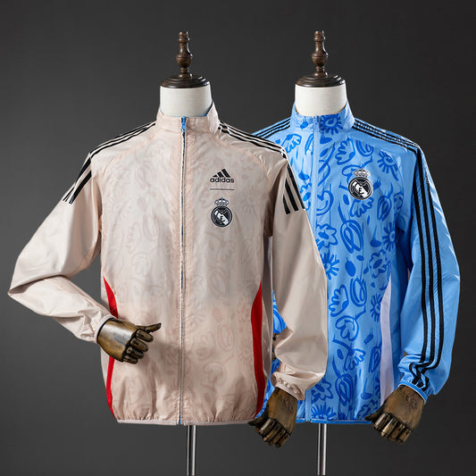 Real Madrid Reversible Jacket Windbreaker - Beige & Blue detail