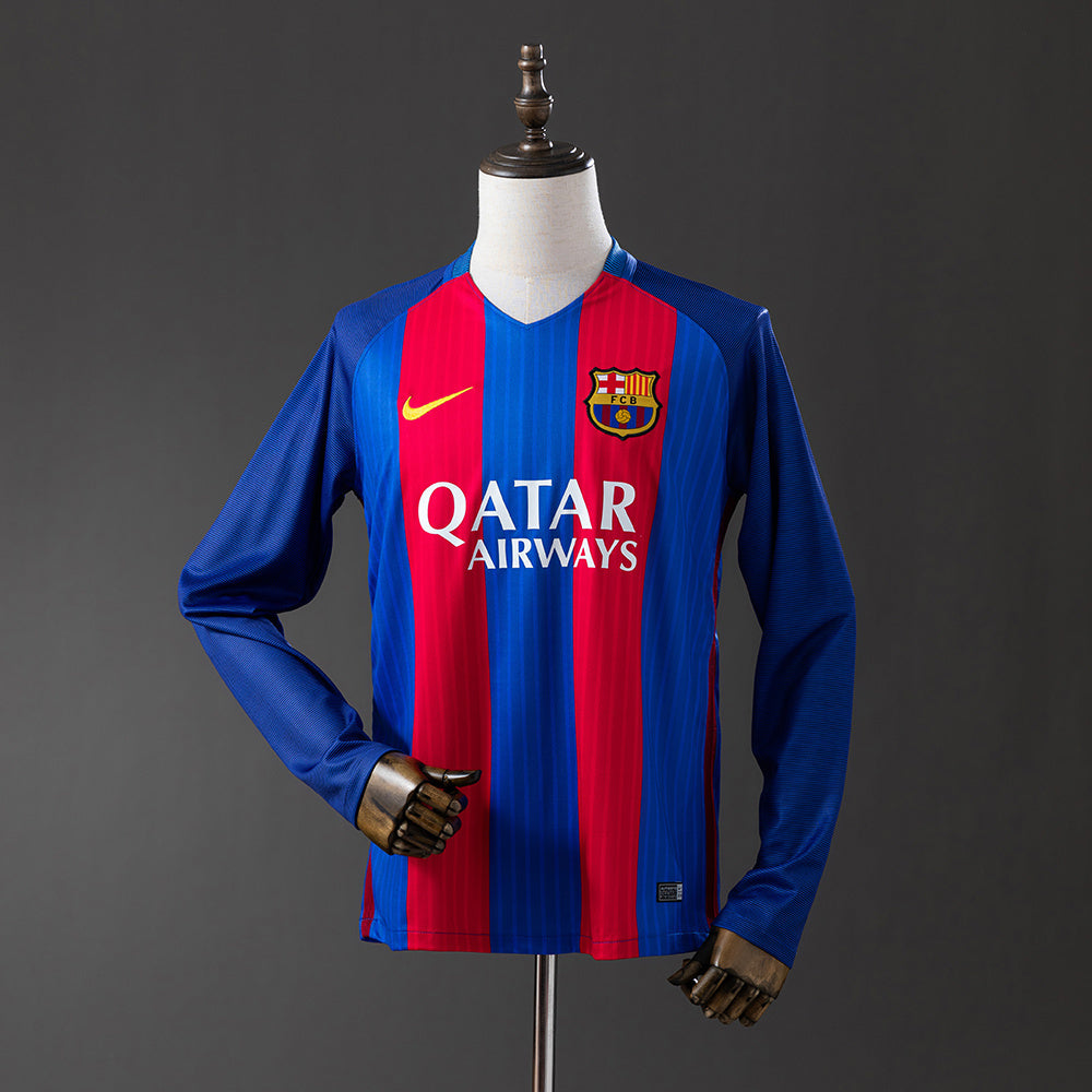 Barcelona 16-17 Home Long Sleeve Retro Jersey detail