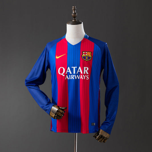 Barcelona 16-17 Home Long Sleeve Retro Jersey detail