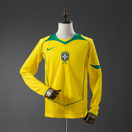 Brazil 2004 Home Long-Sleeved Retro Jersey detail