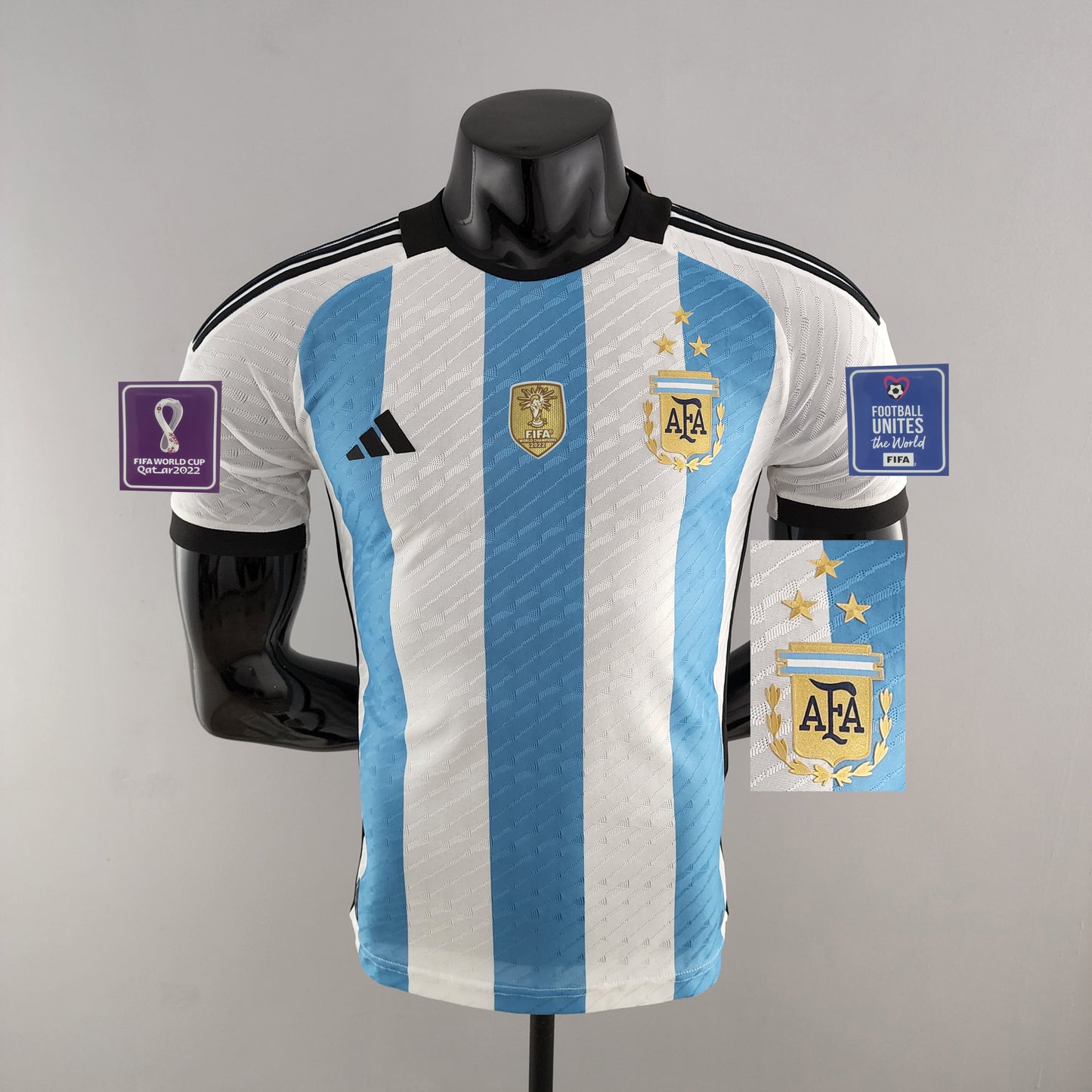 2022 Argentina 3-star World Cup jersey home detail