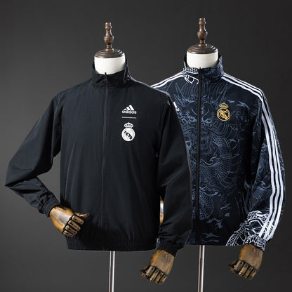 Real Madrid Reversible Jacket Windbreaker - Black&Black Dragon detail
