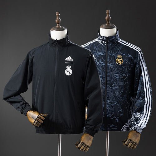 Real Madrid Reversible Jacket Windbreaker - Black&Black Dragon detail