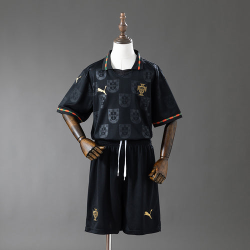 Portugal 2026 Black Kids Kit Jersey detail