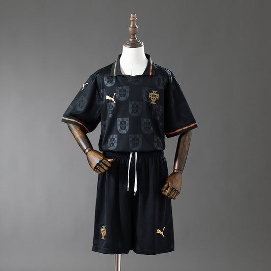 Portugal 2026 Black Kids Kit Jersey detail