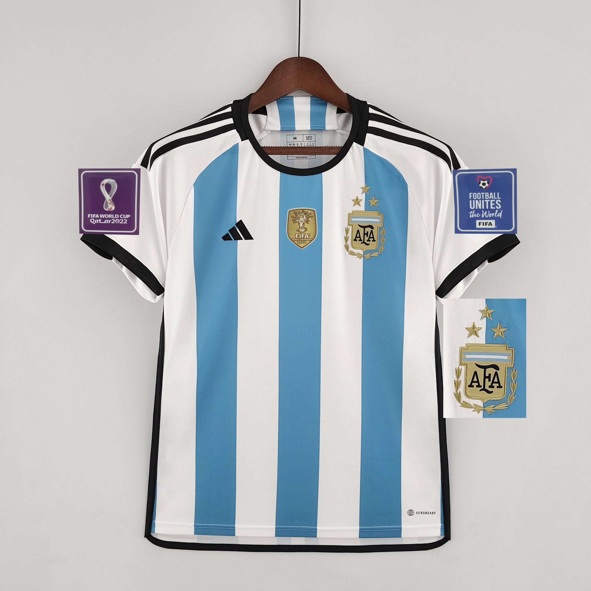 2022 Argentina 3-star World Cup jersey home detail