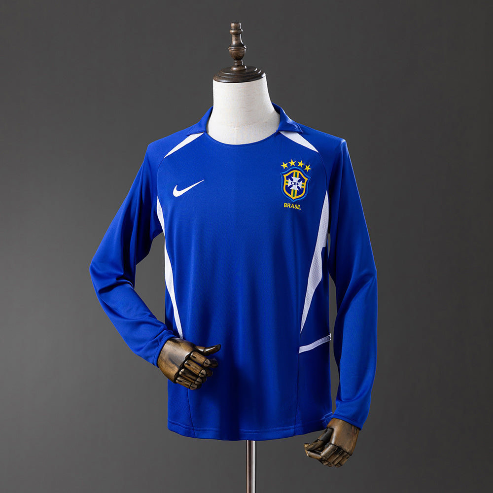 Brazil 2002 Away Long Sleeve Retro Jersey detail