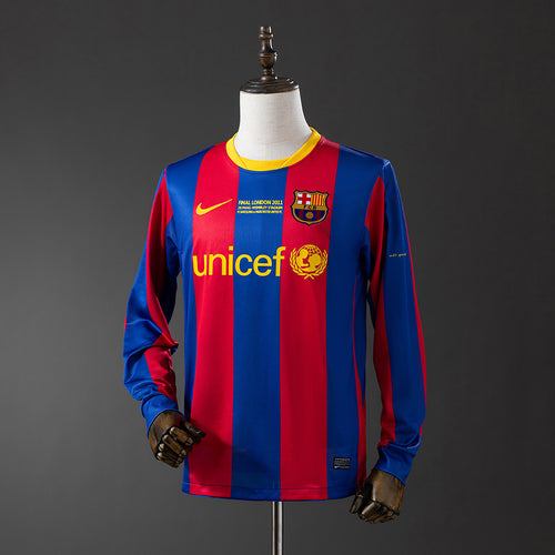 Barcelona 2010-11 Home Champions League Edition Long Sleeve Retro Jersey detail