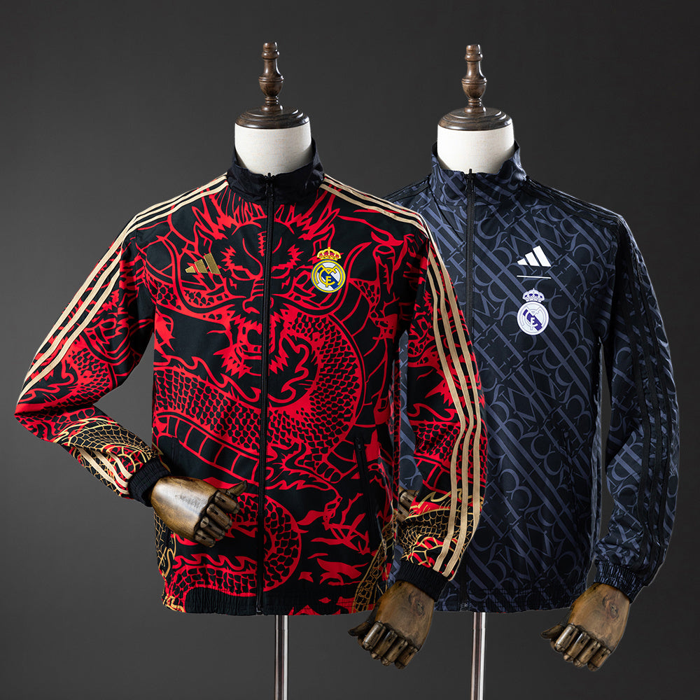 Real Madrid Reversible Jacket Windbreaker - Red & Heiss detail
