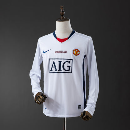 M-U 2008-09 Away Champions League Edition Long Sleeve Retro Jersey detail