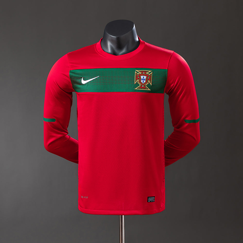 Portugal 2010 Player Version Retro Long Sleeve Home Jersey detail