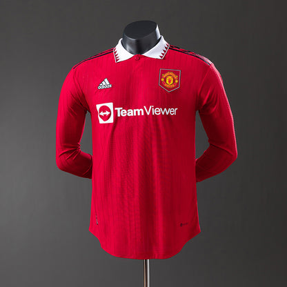 M-U 22-23 Home Long Sleeve Player Version Retro Jersey detail
