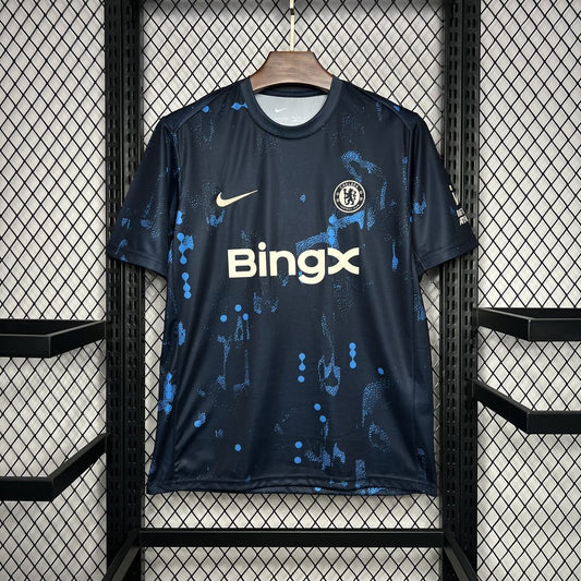 Chelsea 2024-25 Dark blue Pre-match training Jersey detail