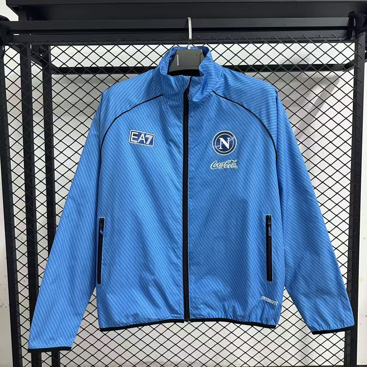 25-26 Napoli pad printed blue waterproof windbreaker detail