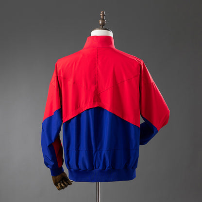Barcelona Windbreaker - Deep Royal Blue & Noble Red detail