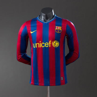 Barcelona 09-10 Home Long Sleeve Player Version Retro Jersey detail