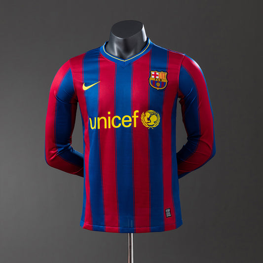 Barcelona 09-10 Home Long Sleeve Player Version Retro Jersey detail