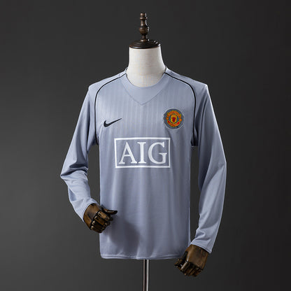 M-U 2007 Goalkeeper Grey Long Sleeve Retro Jersey detail