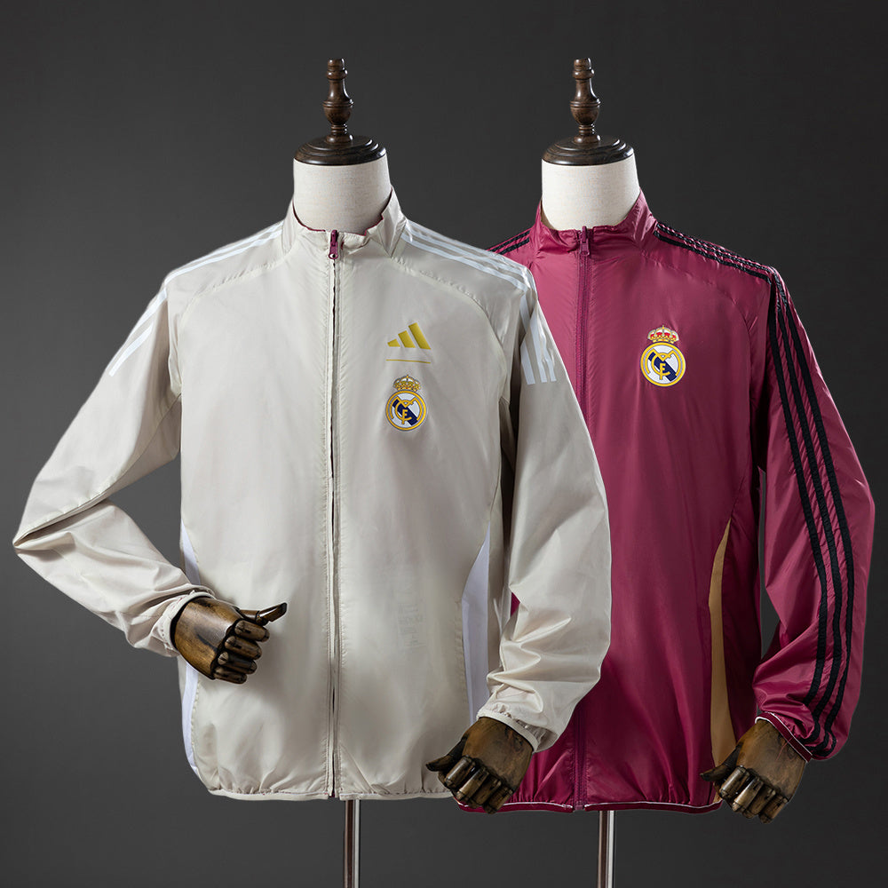 Real Madrid Reversible Jacket Windbreaker - Beige & Red detail