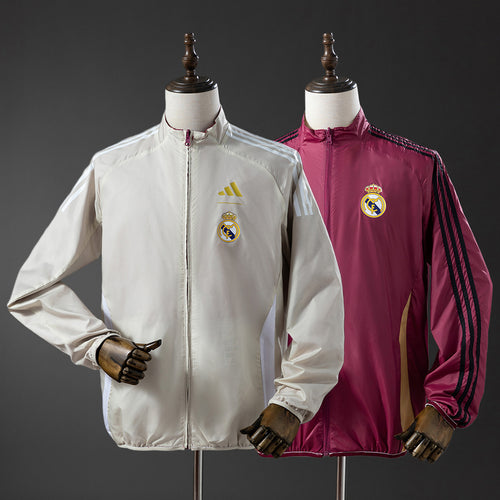 Real Madrid Reversible Jacket Windbreaker - Beige & Red detail